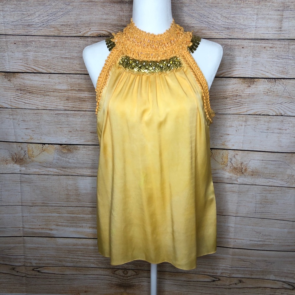 Elie Tahari Yellow/Gold Tank Top Size Large